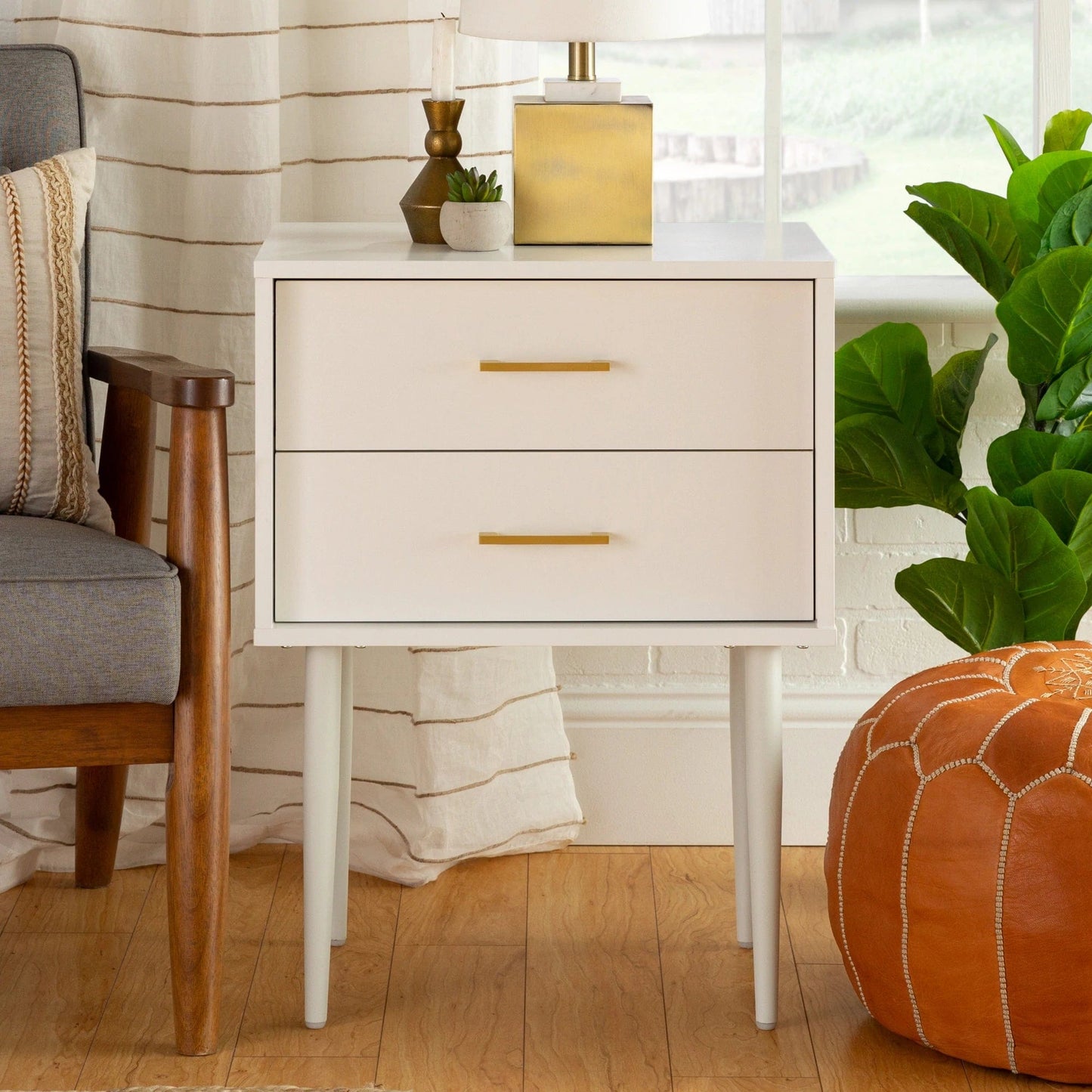 Handmade Customized Wooden 2 Drawer Bedside Table