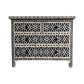 Handmade Custom Made Bone Inlay Black Chest of 4 Drawer In geometric Design with Drawer Gliders