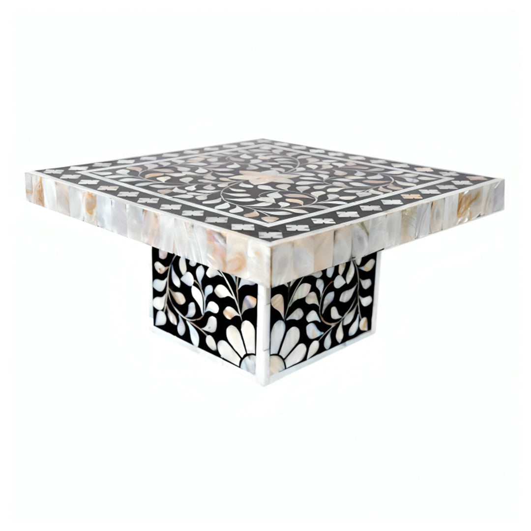 Mother Of Pearl Cake Stand In Black Floral Pattern