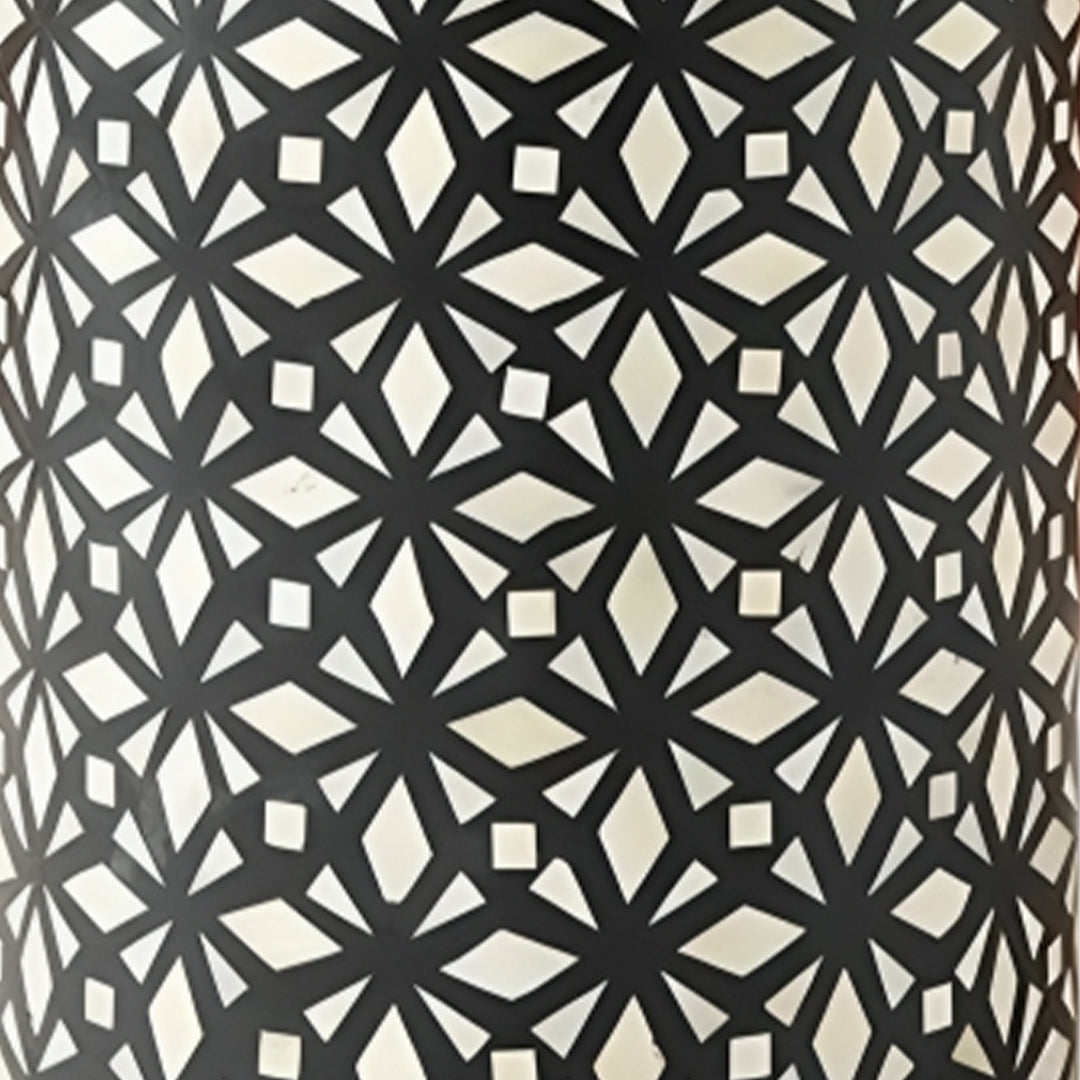 Bone Inlay Stools in black diamond pattern