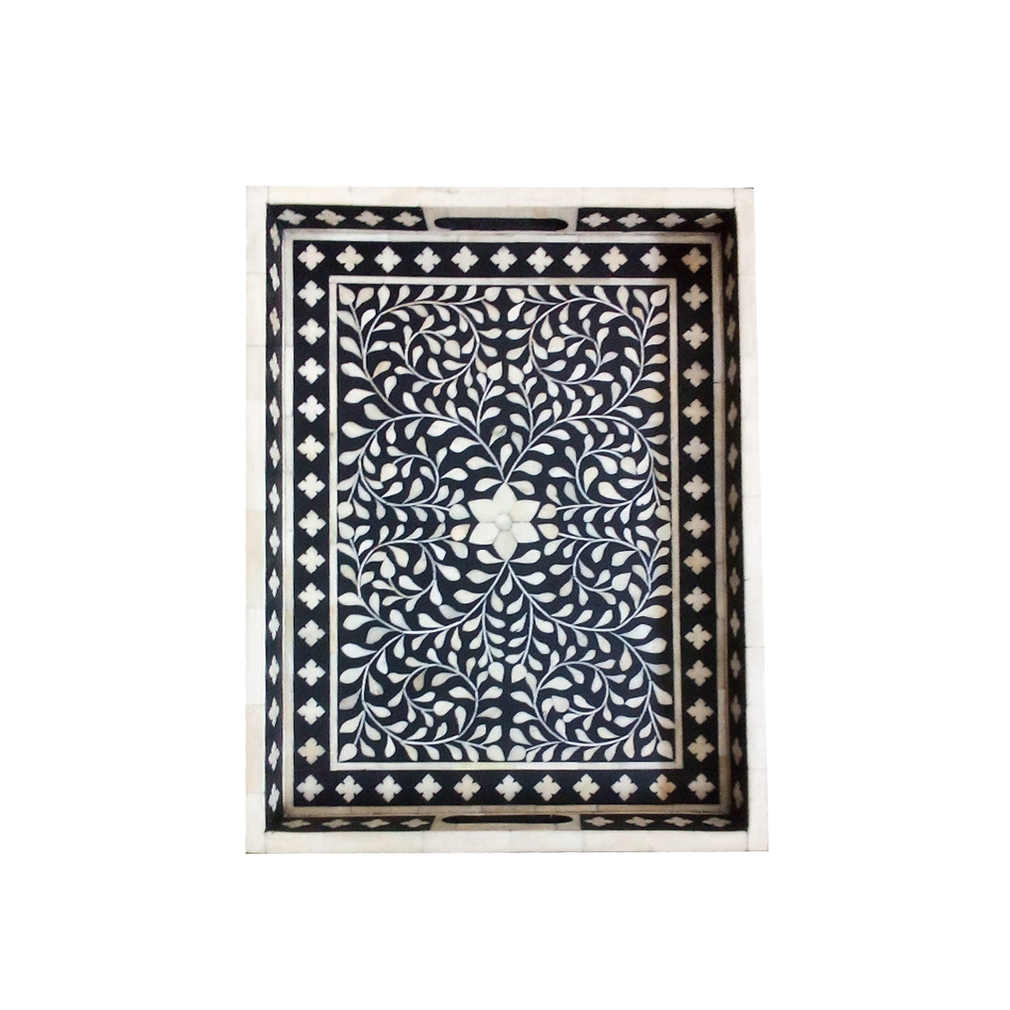 Handmade Bone Inlay Floral Rectangular Tray for Decor Best Gift For Any Occasion