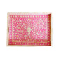 Handmade Pink Floral Wooden Art Bone Inlay Decorative Serving Tray