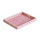 Handmade Pink Floral Wooden Art Bone Inlay Decorative Serving Tray