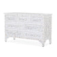 Mother of pearl inlay floral design 7 drawer White dresser