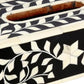 Bone Inlay tissue box in Black floral pattern