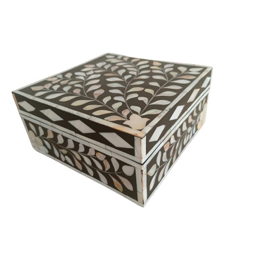 Customized Handmade  Mother of Pearl Floral Pattern Jewelry Box