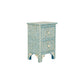 Personalized Bone Inlay Hexagon Design Blue Bedside Table with Two Drawers