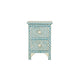 Personalized Bone Inlay Hexagon Design Blue Bedside Table with Two Drawers