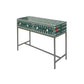 Hand-Crafted Green Console Table with Iron Base Perfect Home Décor Hallway Table