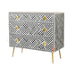 Handmade Bone Inlay Chest Of 3 Drawers Attractive Geometric Designed Dresser Table Handmade Inlay Home Furniture.