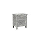 Personalized Black in White Floral Bone-Inlay-Bedside-Nightstand