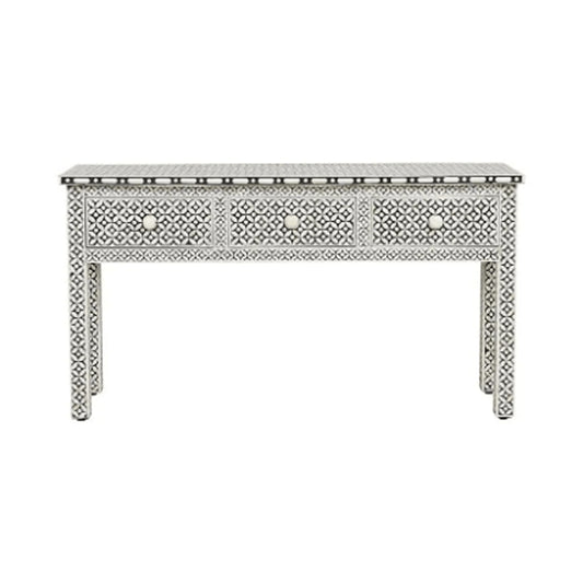 Handmade Bone Inlay Three Drawer Geometric Console