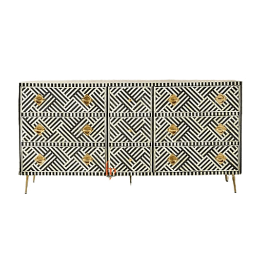 Bone Inlay Chest Of 9 Drawers Beautiful Handmade Dresser Inlay Furniture Cabinet for Living Room Guest Room Bed Room