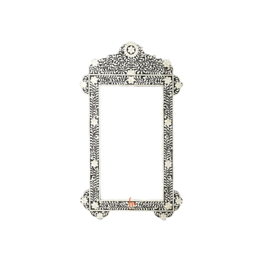 Bone Inlay Scalloped Mirror Black Home Decor Mirror Living Room Mirror