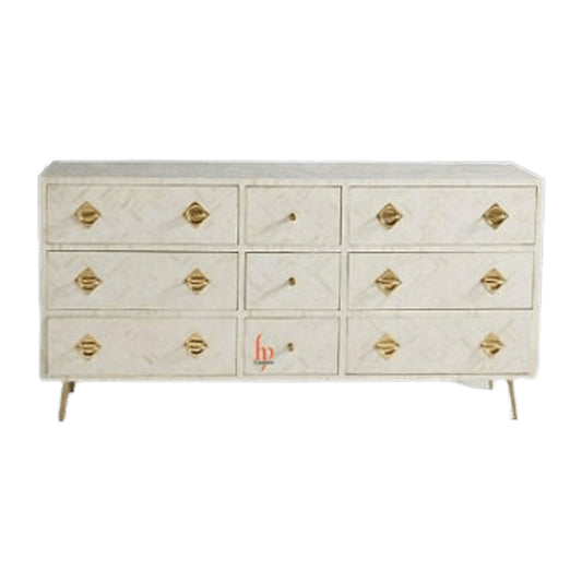 Handmade Bone Inlay Nine Drawer Storage Dresser Bone Inlay Buffet for Home Decor Purpose. I