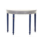 Personalized Bone Inlay Entryway Blue Console Semicircular Floral Table in Indian Motif Design