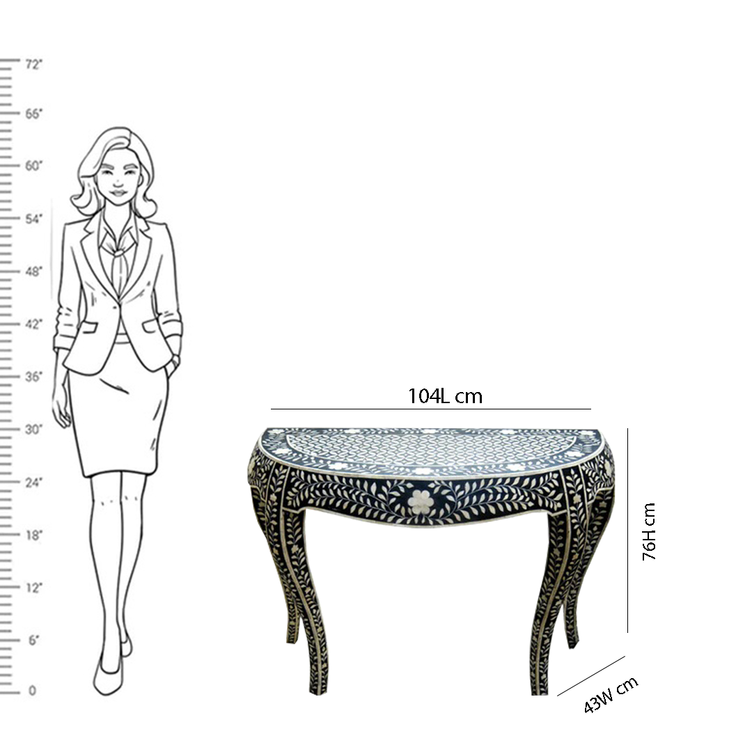Bone Inlay Semi Circular Console Table Attractive Entry Way Furniture Perfect Home Decor