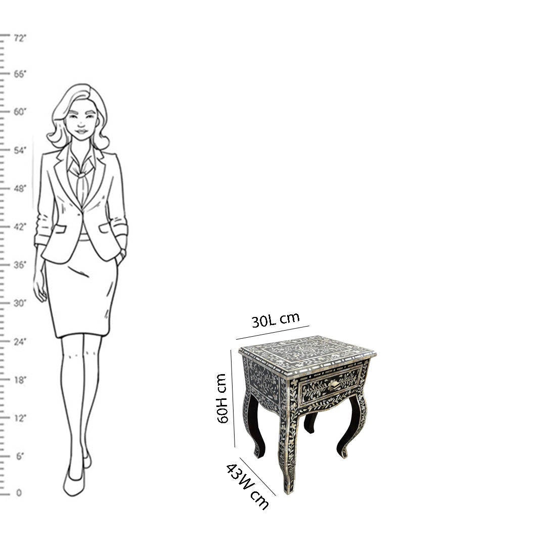 Personalized Mother of Pearl Antique Handmade Night Stand End table Furniture with Insurance