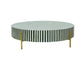 Handmade Customized Bone Inlay Round Coffee table/ Strip Pattern