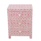 Bone Inlay Bedside 3 Drawers Table in Pink Color Personalized and Customized