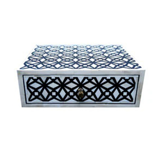 Handmade Customized Bone Inlay Geometric Pattern Floating Bedside