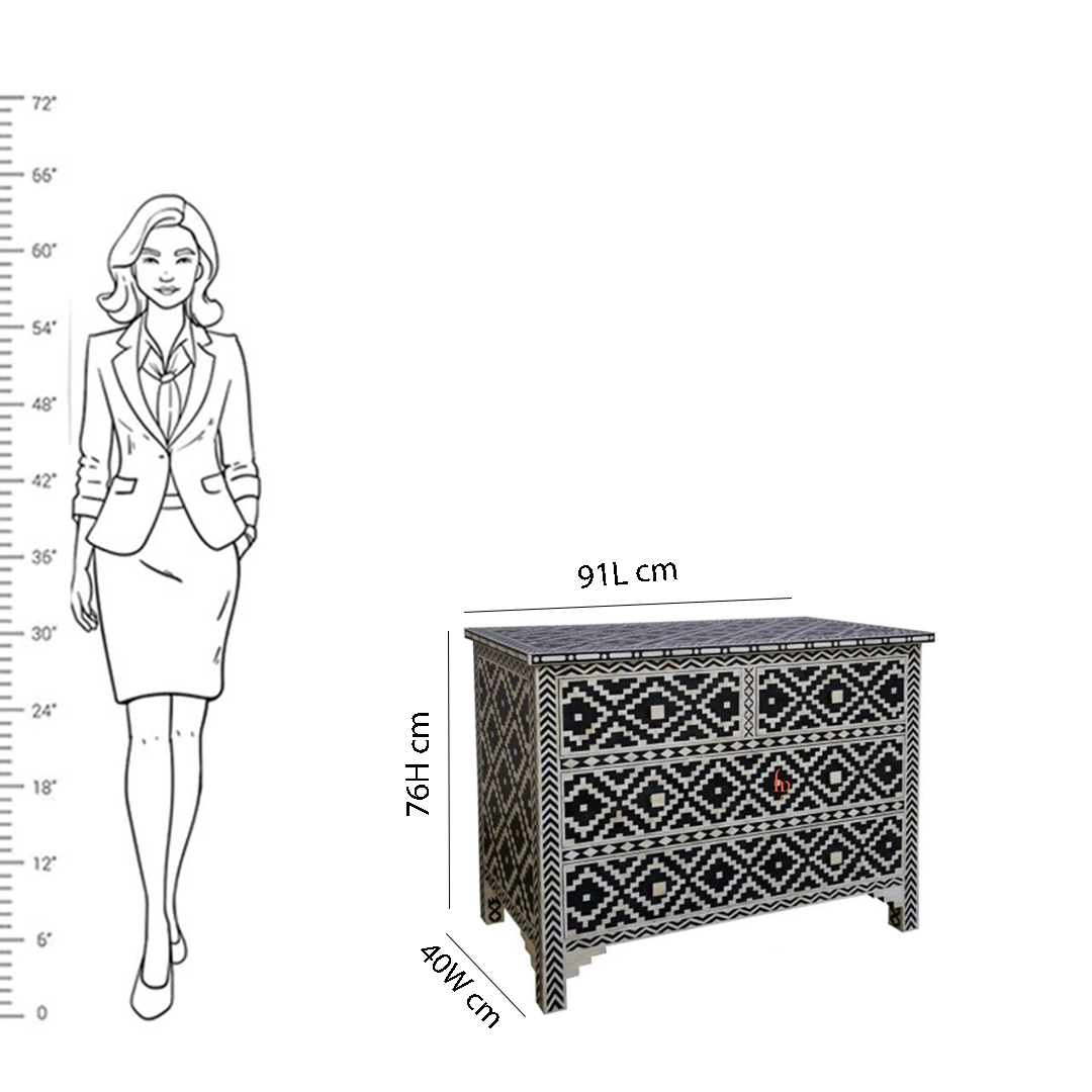 Personalized Handmade Bone Inlay Chest Of 4 Drawers Beautifully Crafted Home Decor Inlay Furniture