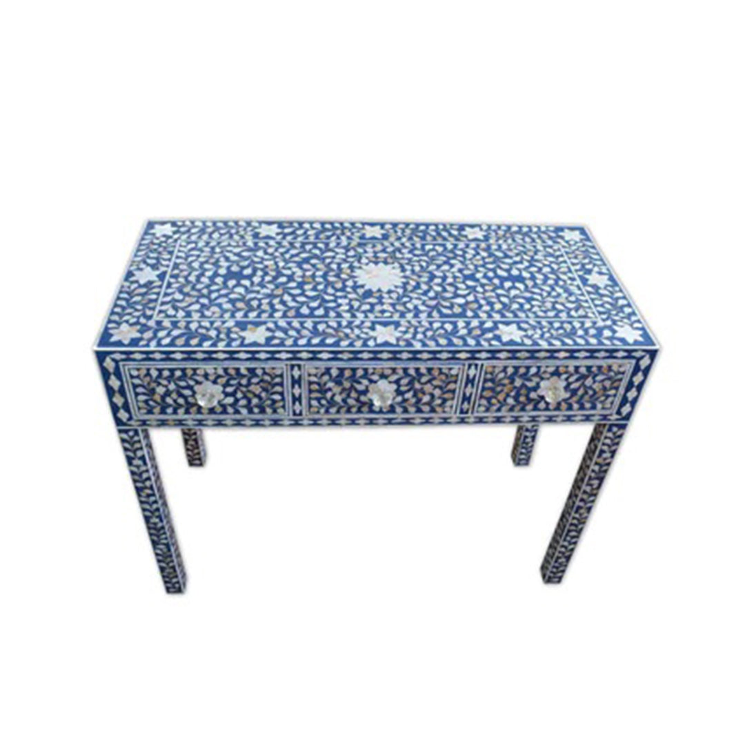 Handmade Customized Mother of Pearl 3 Drawer Console Table