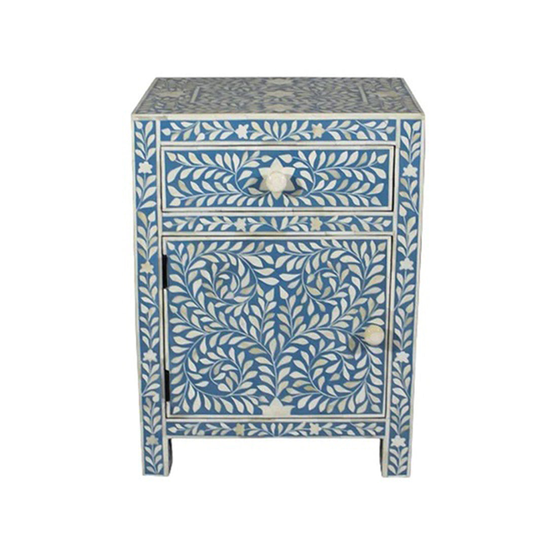 Personalized Handmade Bone Inlay Bedside Table  Home Decor Furniture Attractive Floral Design