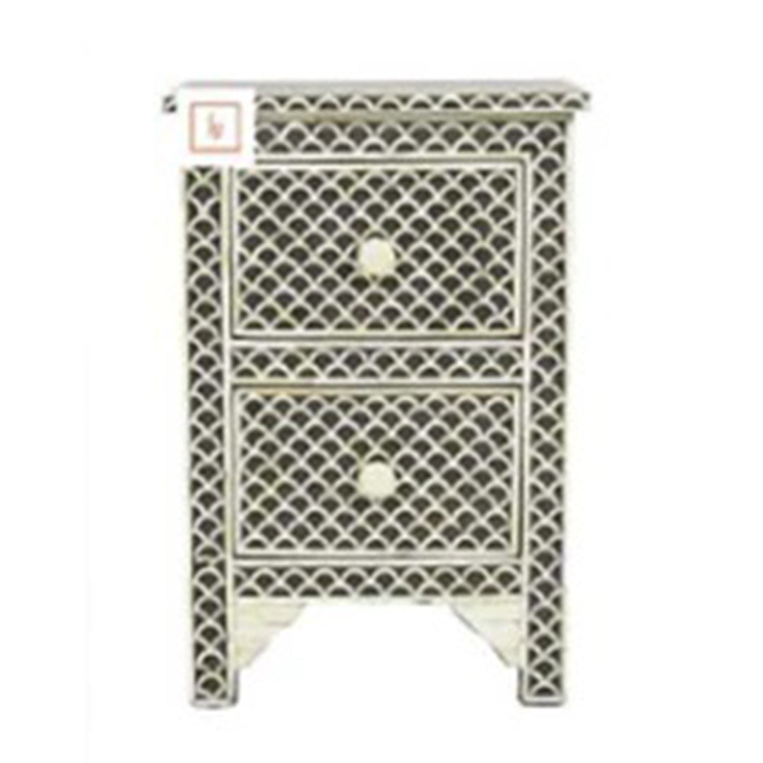 Personalized Handmade Bone Inlay Set Of 2 Bedside Tables Home Decor Furniture Attractive Floral Design Entrance Tables