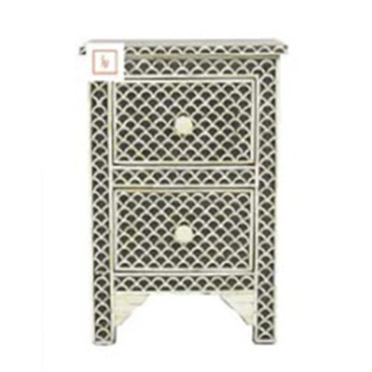Personalized Handmade Bone Inlay Set Of 2 Bedside Tables Home Decor Furniture Attractive Floral Design Entrance Tables