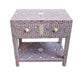 Personalized Bone Inlay Beautiful Bedside Table 2 Drawer Shelf Beautifully Crafted Floral Design