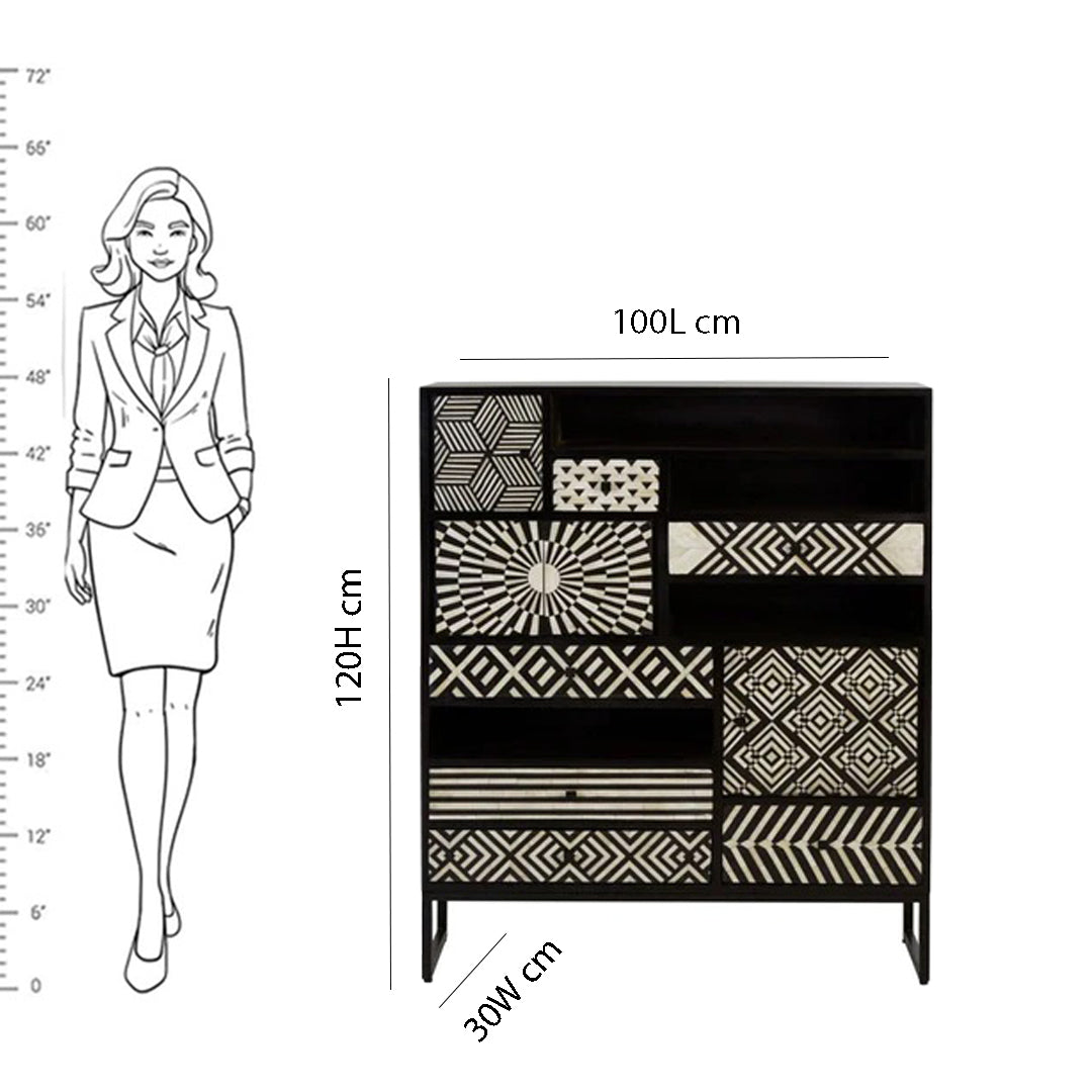Handmade Customized Bone Inlay Bar  Cabinet
