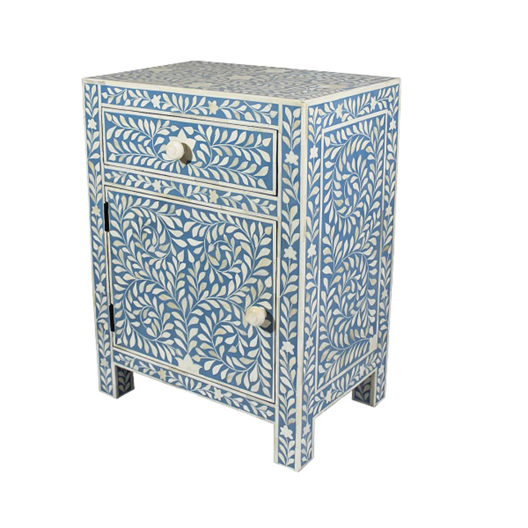 Personalized Handmade Bone Inlay Bedside Table  Home Decor Furniture Attractive Floral Design