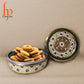 Decorative Round Steel Cookie Tin/ White Meenakari Cookie Tin Set of 2