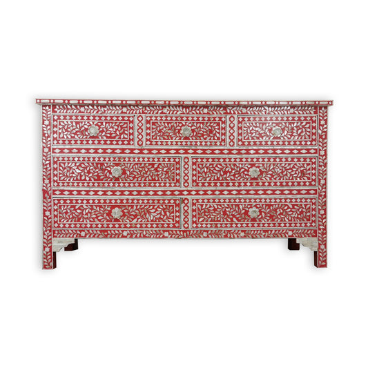 Handmade Customized Mother of Pearl Chest of 7 Drawer/Floral Pattern
