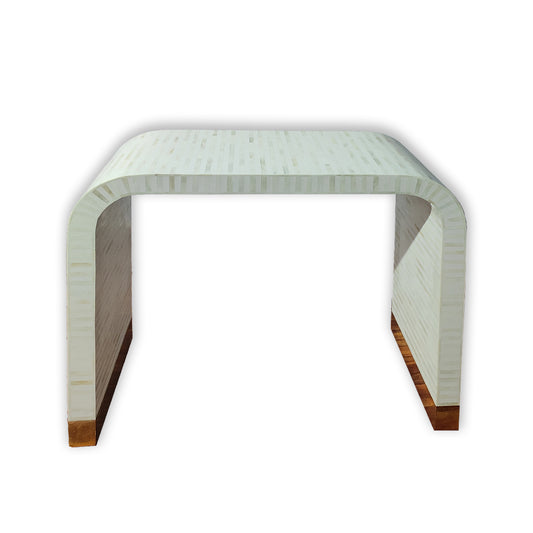 Handmade Customized Bone Inlay Waterfall Console Table/ White