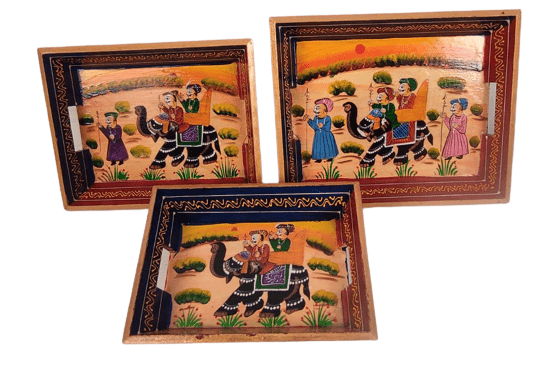 Beautiful Decorative Set of 3 Different Size Wooden Tray for Home Decor