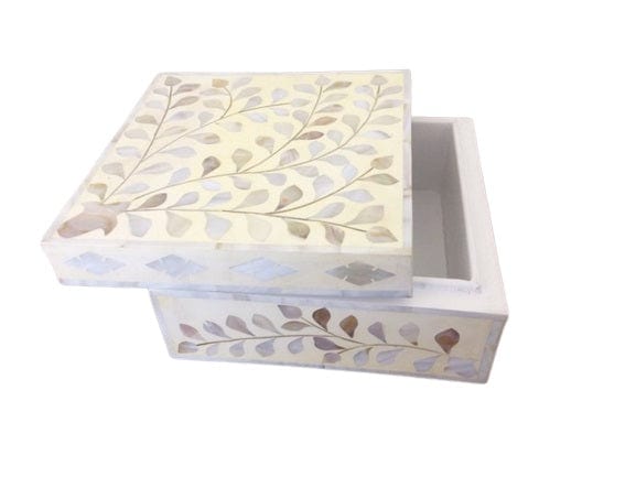Customized Handmade Mother of Pearl Floral Pattern Jewelry Box
