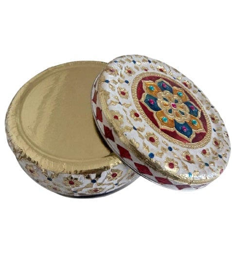 Decorative Holiday Easter Round Steel Cookie Tin/  Meenakari Cookie Tin Set of 2