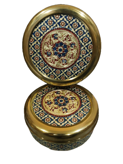 Decorative Round Steel Cookie Tin/  Meenakari Cookie Tin Set of 2