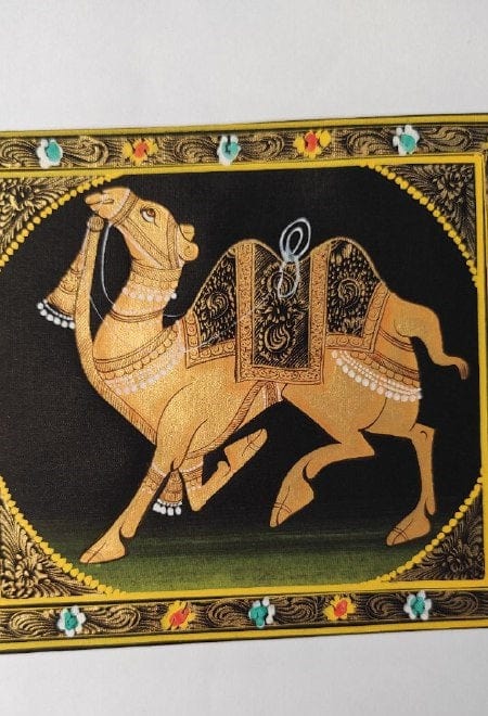 Handmade Camel Painting on Silk Fabric for Home and Office Decor