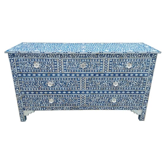 Handmade Customized Mother of Pearl Chest of 7 Drawer