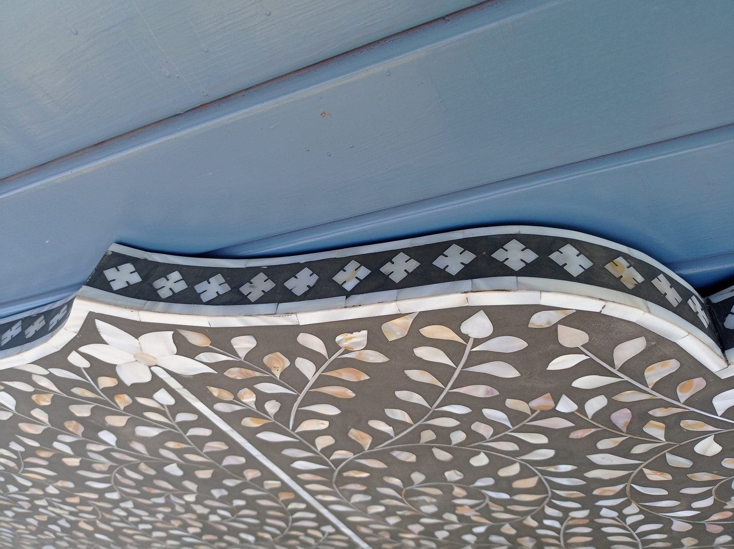 Handmade Customized Mother of Pearl Floral Pattern  Bedhead