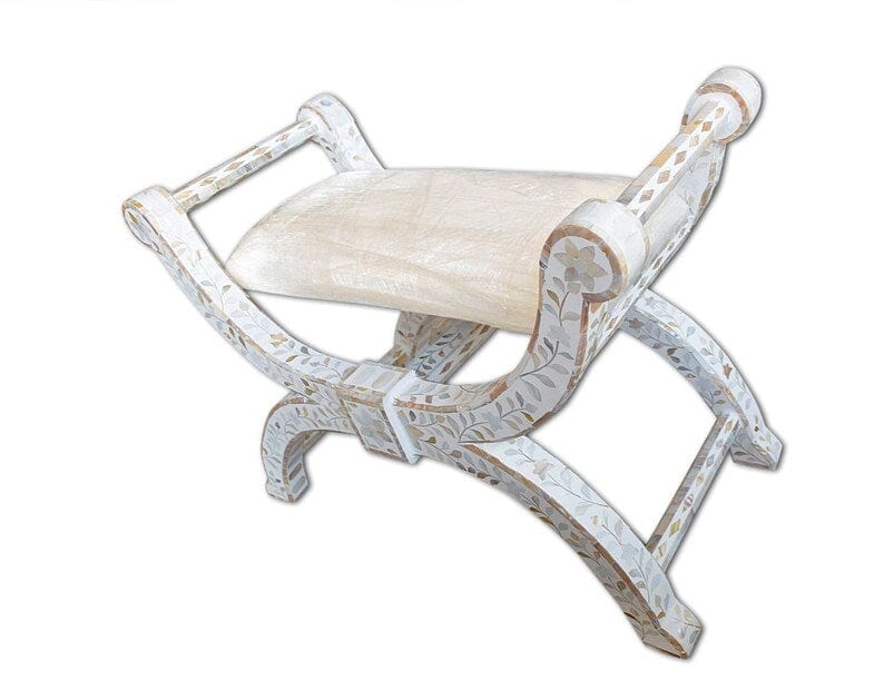Handmade Customized Mother of Pearl Floral Pattern Stool