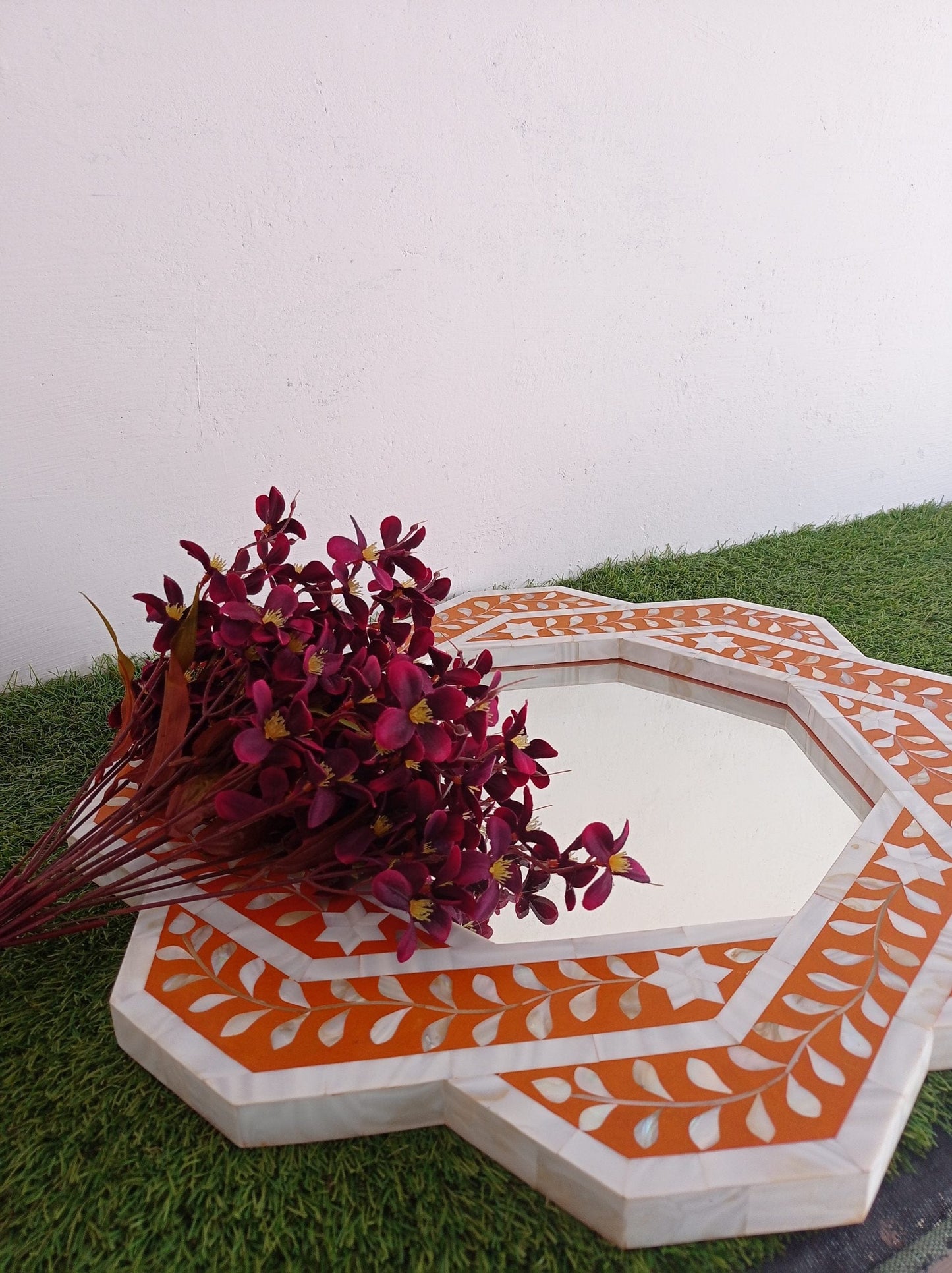 Handmade Customized Mother of Pearl Hexagonal Mirror Frame