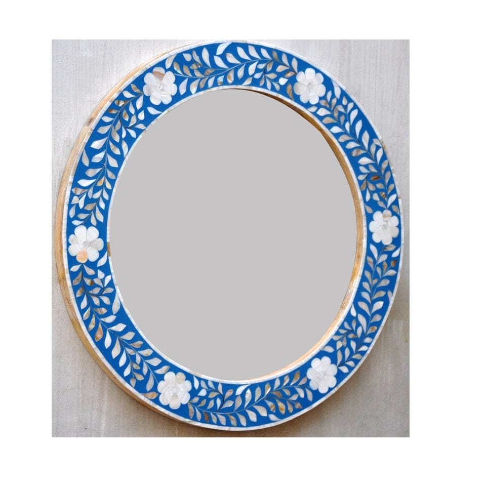 Handmade Customized Mother of Pearl Round Mirror Frame