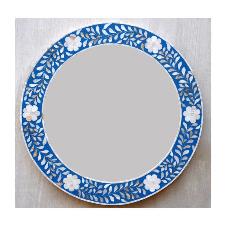 Handmade Customized Mother of Pearl Round Mirror Frame