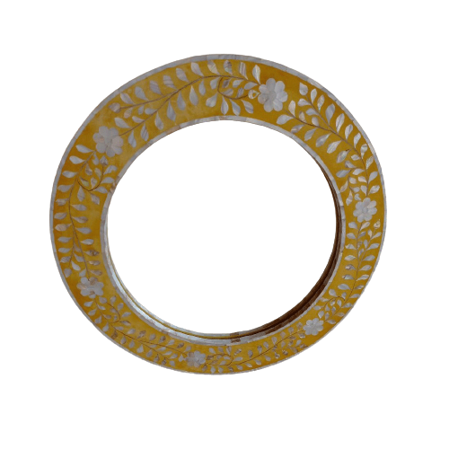 Handmade Customized Mother of Pearl Round Mirror Frame