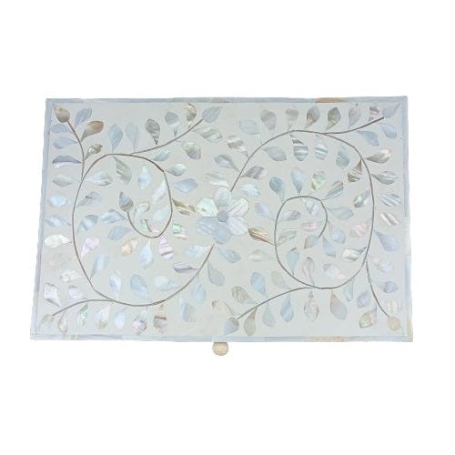 Handmade Customized Mother of Pearl Floral Pattern Jewelry Box