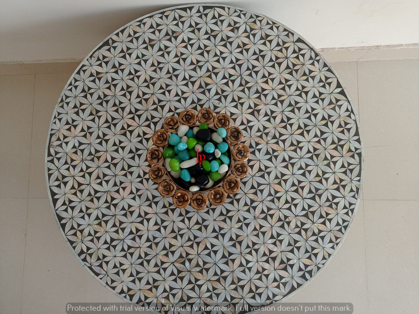 Handmade Customized Mother of Pearl Round Coffee table